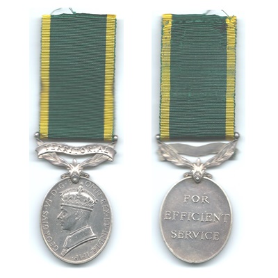 Efficiency Medal – Territorial - BMBR. J Menzies